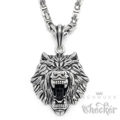 Großer wolf anhänger massiv - großer,