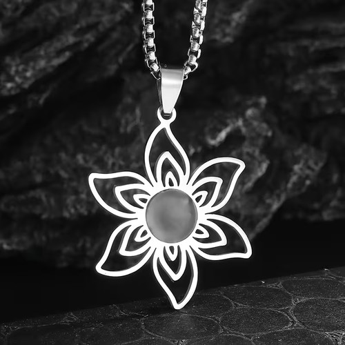 Edelstahl damen kette blume - kette,