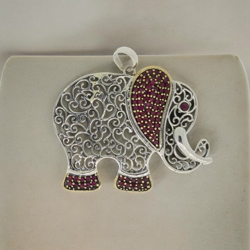 Elefant anhänger rubin 925 - elefant,