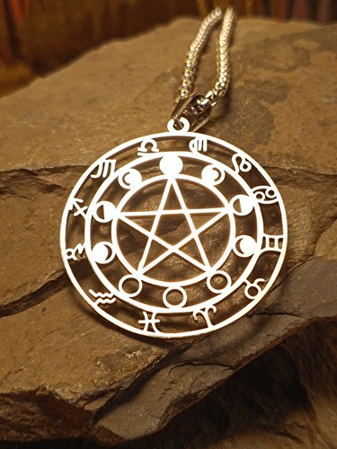 Pentagramm mondkreis halskette - pentagramm,